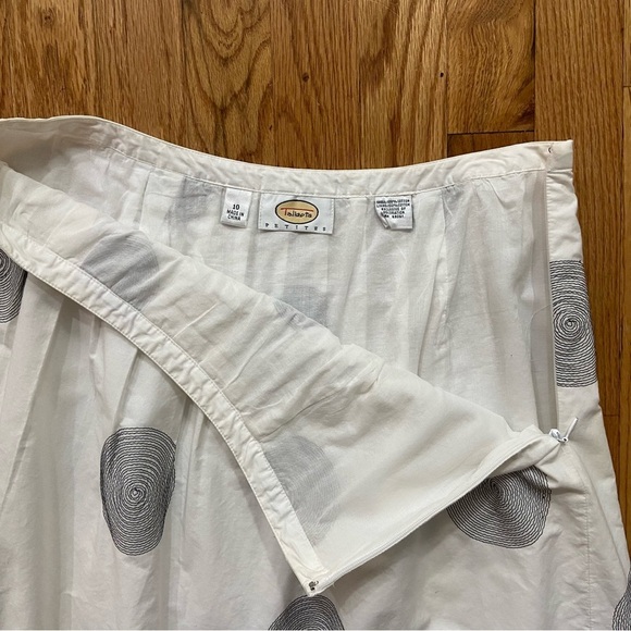 Talbots A Line Skirt Size 10P White Geometric Cotton Lined Knee Length Career - Picture 4 of 8